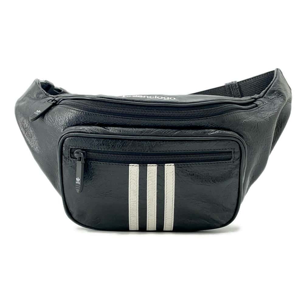 Balenciaga Body Bum Crossbody Belt bag Adidas three stripes belt black